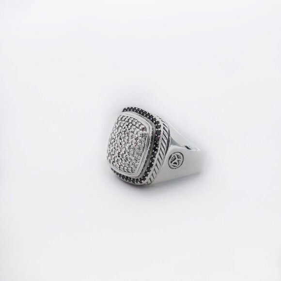 David Yurman Albion 925 Silver Black /White Diamond Ring - Picture 2 of 5
